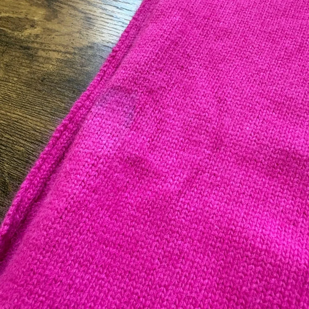 Lauren Ralph Lauren Pink Cable Knit Button Wrap Scarf Rabbit Hair Blend